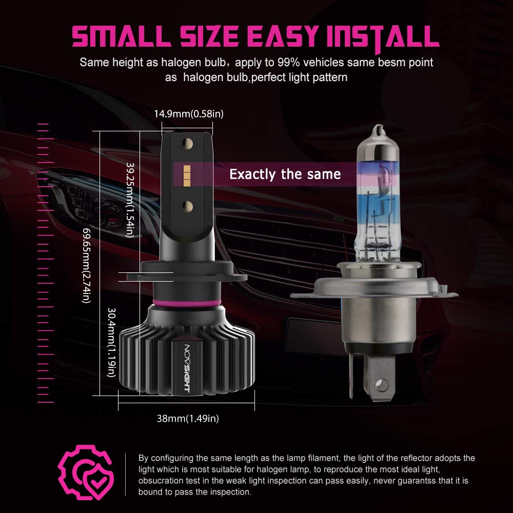 Kit Lampadine H7 LED NOVSIGHT - 18000LM, 6500K Bianco, Per Auto, Plug And Play