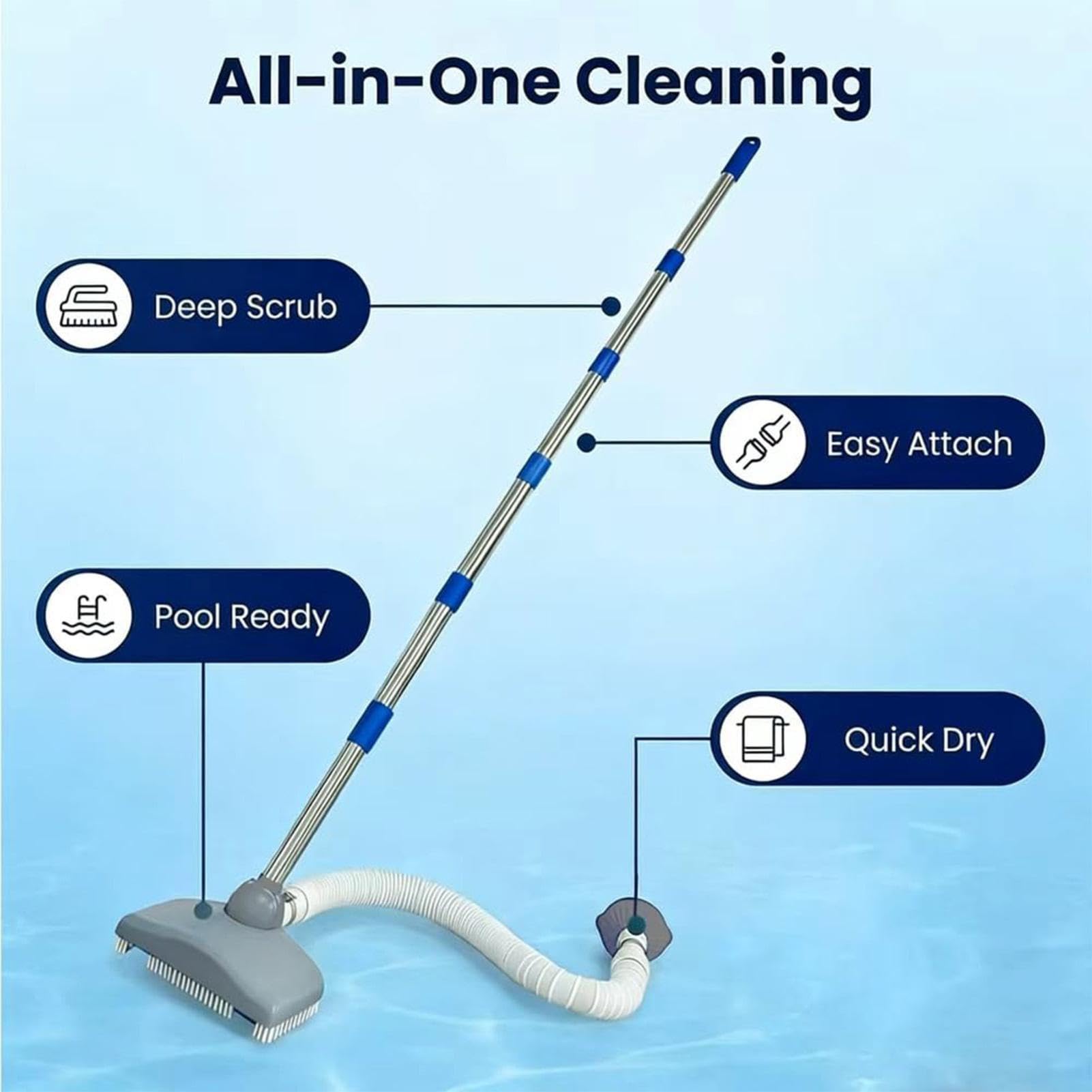 Aspiradora Para Piscinas Limpiador Manual Ajustable Con Manguera | Limpiadores De Piscina Por Succión para exterior, interior, jardín, casa, muelle, suelo, natación, mantenimiento y seguridad