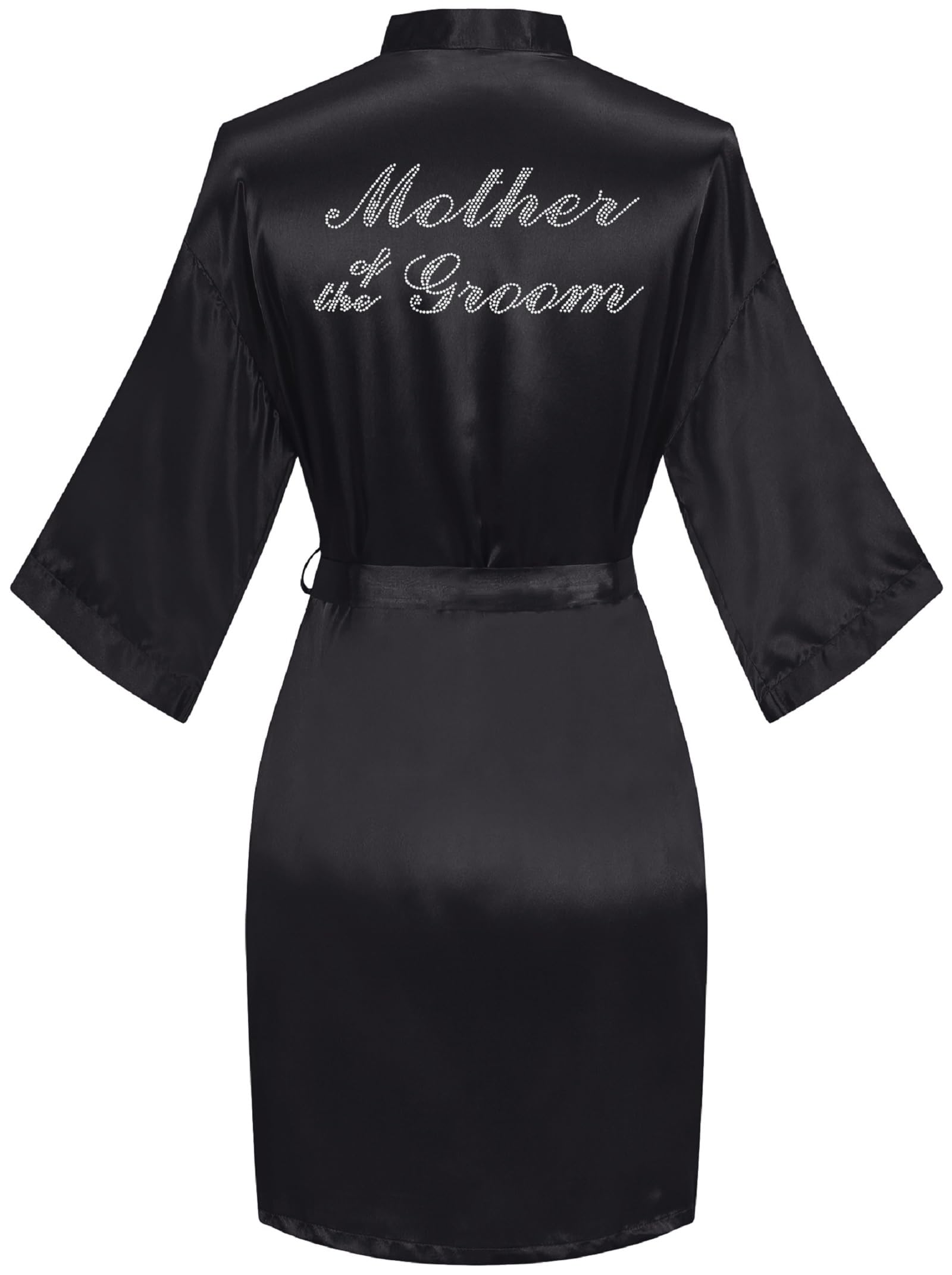 goodmansam Women's Silky Robes One Size Silver Rhinestones Bride Bridesmaid Sleepwear for Wedding Party Getting Ready