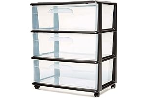 Homz Heavy Duty 3-Drawer Clear Plastic Rolling Storage Cart