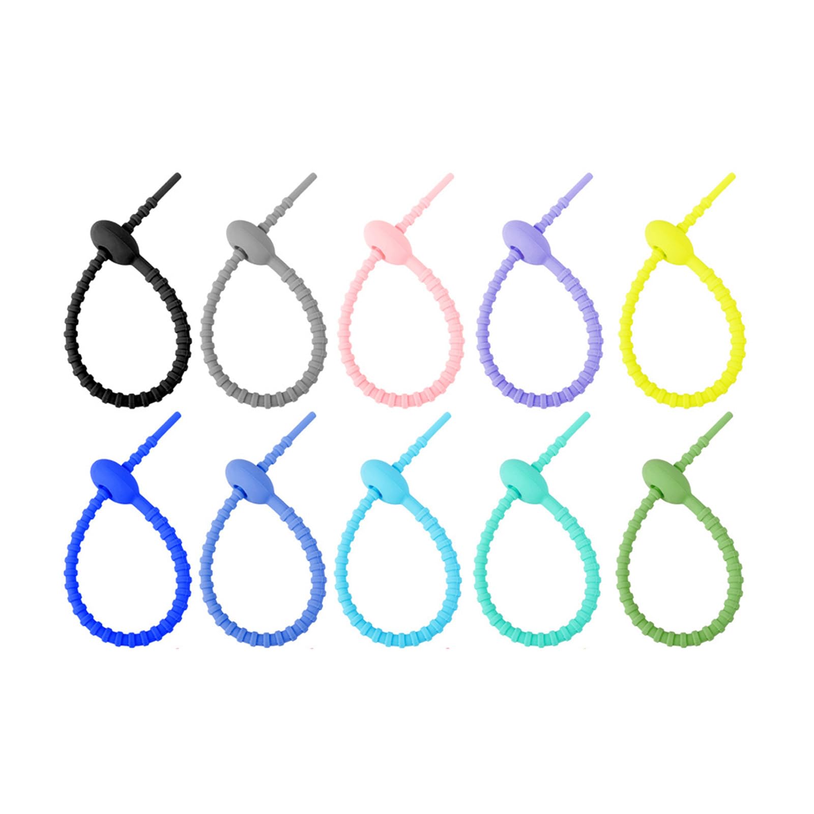 Tsophreniq Practical Candy Colors Silicone Zip Ties Colorful Silicone Bag Fasteners Wire for Organization and Organizational Tool