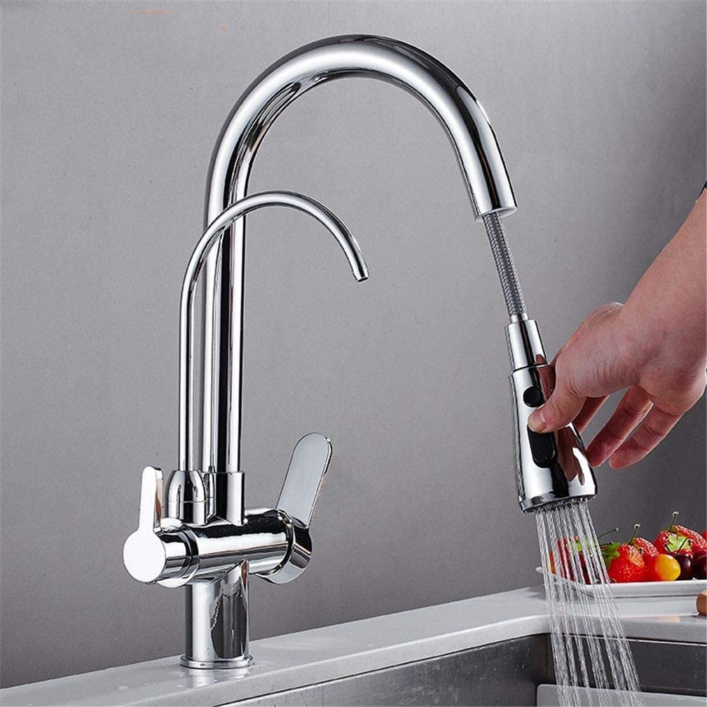 COSZWQDP Kitchen Faucets Torneira para Cozinha De Parede Crane for Water Filter Tap Three Ways Sink Mixer Faucet Drinking Black(Cromo)