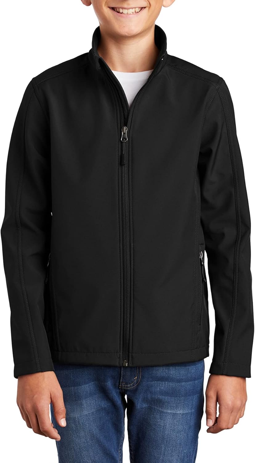 JustBlanks Youth Full-Zip Long Sleeves Water Resistance Jackets Core Soft Shell Jacket