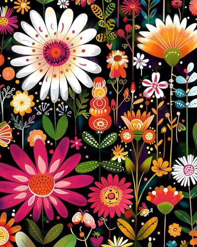 Pink Colorful Floral Wallpaper Peel and Stick Vintage Flowers Con...