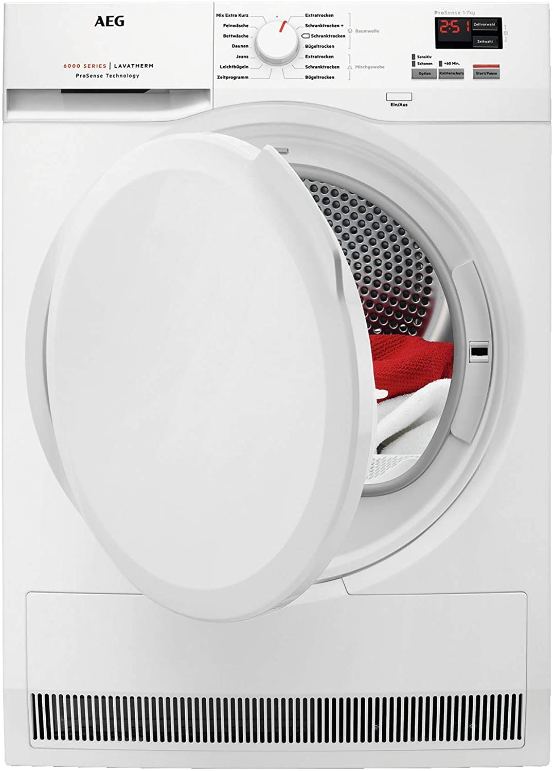 AEG T6DB40370 Kondensationstrockner / 7,0 kg/B/Mengenautomatik/Knitterschutz/Kindersicherung/Startzeitvorwahl