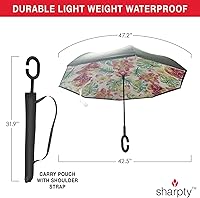 Vista 3 de Sharpty - Paraguas invertido, resistente al viento para mujer con protección UV, con mango en forma de C