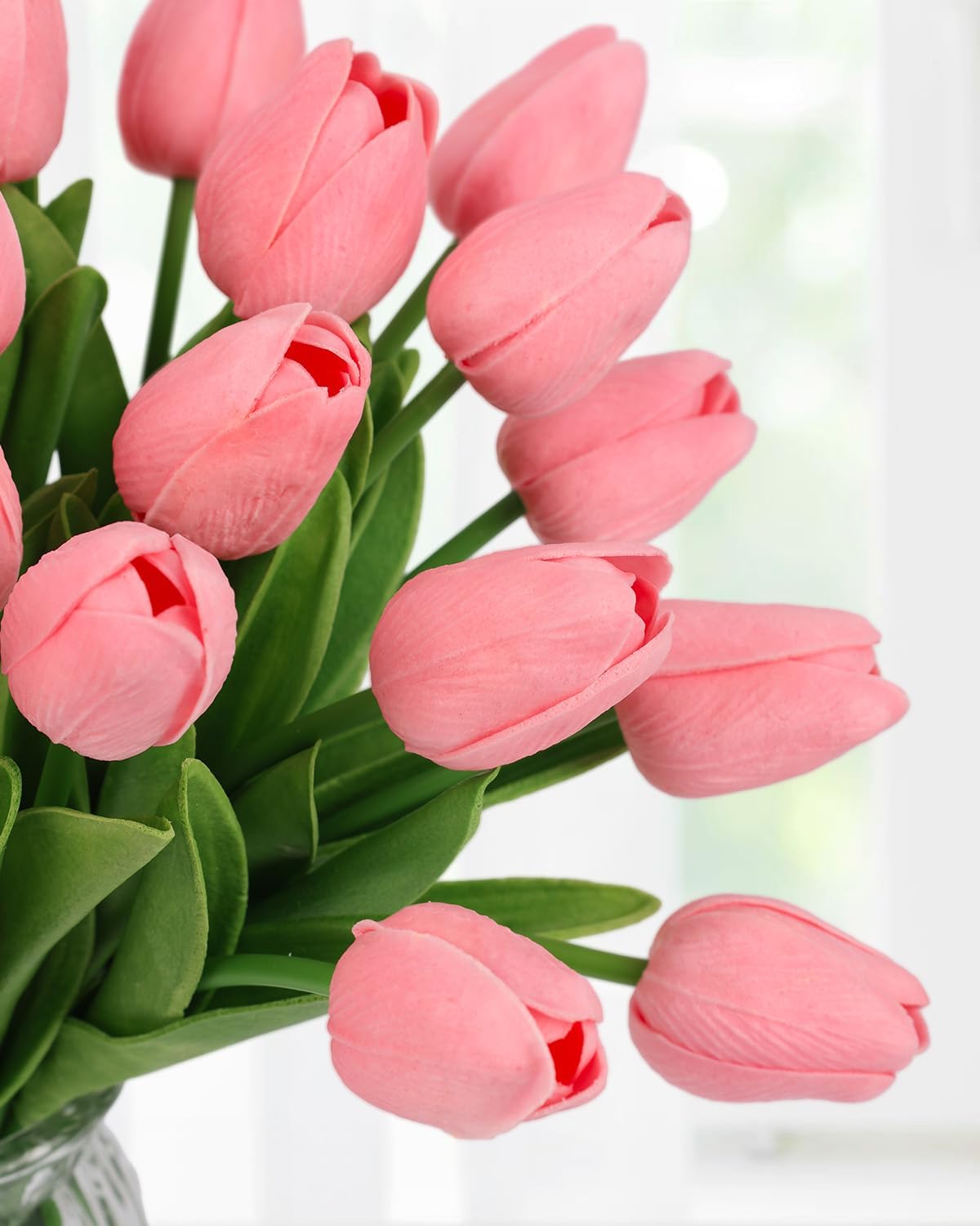 N&T NIETING Künstliche Tulpen, künstliche Blumen, Latex-Blumen mit Stielen für Heimwerker, Hochzeit, Zuhause, Garten, Hotel, Party, Büro, Dekoration, 12 Stück (Rosa)