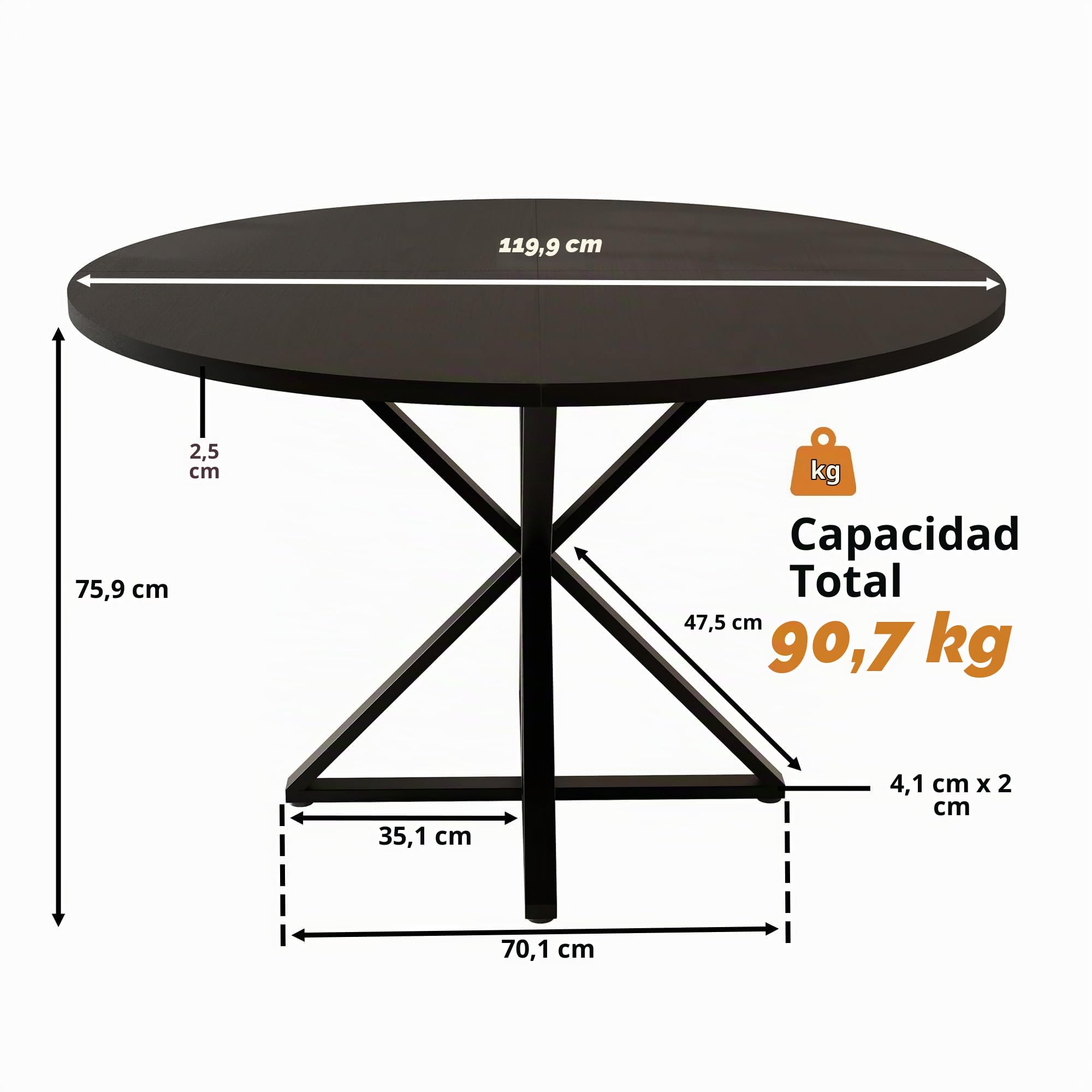 Garvee Mesa De Comedor Redonda De 120 Cm para 4 Personas, Diseño Moderno De Estilo Rústico, Ahorra Espacio, Base De Pedestal De Madera y Metal