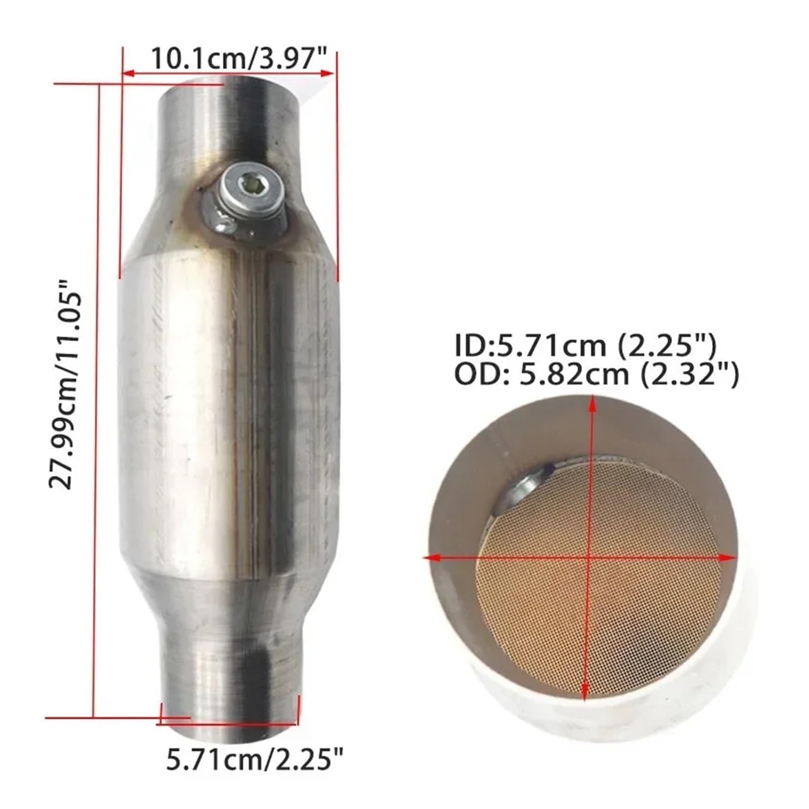 2'' 2,25'',5'' 3" Uniwersalny Katalizator 400 Ogniw, Tłumik O Wysokim Przepływie, Euro 1, Okrągły, Ze Stali Nierdzewnej Środek czyszczący do katalizatora benzyny | 2.25 inch