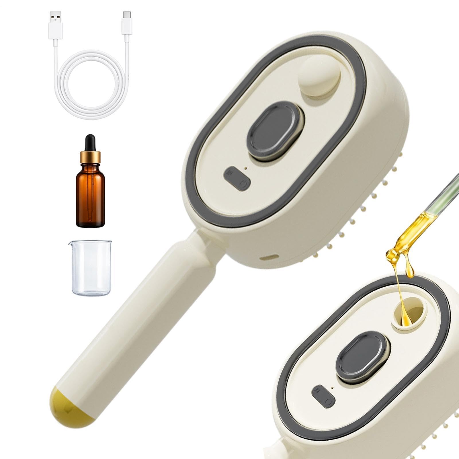 Elektrische Dampfbürste für Haare – wiederaufladbarer Rotlichtkamm, Anti-Frizz schnurlose elektrische Dampfbürste, für Kopfhautpflege, Zuhause, Spa, Reisen
