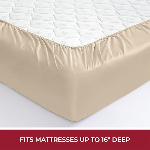 Miniatura 4 de Mellanni - Juego de sábanas y fundas de almohada de 4 piezas de 100% algodón orgánico satinado de 400 hilos, con bolsillos profundos, adecuado para