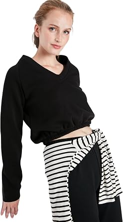 Trendyol Women Slim Basic V Neck Knit Sweatshirt