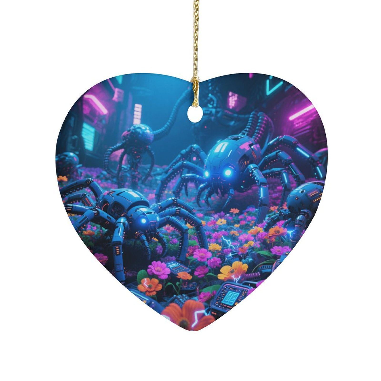 Fekiloot Style Neon Sea Of ​​Flowers Ceramic Ornament Home Decor Keepsake