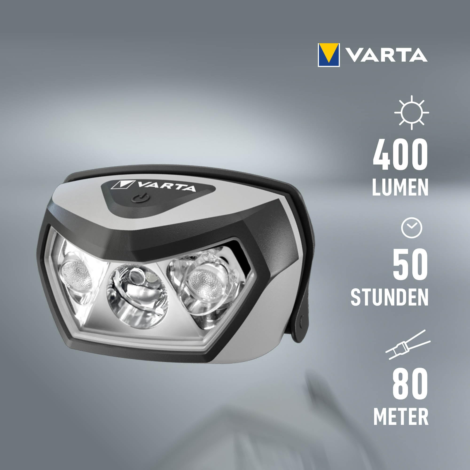 VARTA Stirnlampe LED, wiederaufladbare Kopflampe, Outdoor Sports H30R Wireless Pro, kabelloses Laden, wasserdicht, schwenkbarer Kopf, Dimmfunktion, ideal für Camping, Joggen, Wandern | Outdoor Sports H30R Wireless Pro, schwenkbarer Kopf, Dimmfunktion, für
