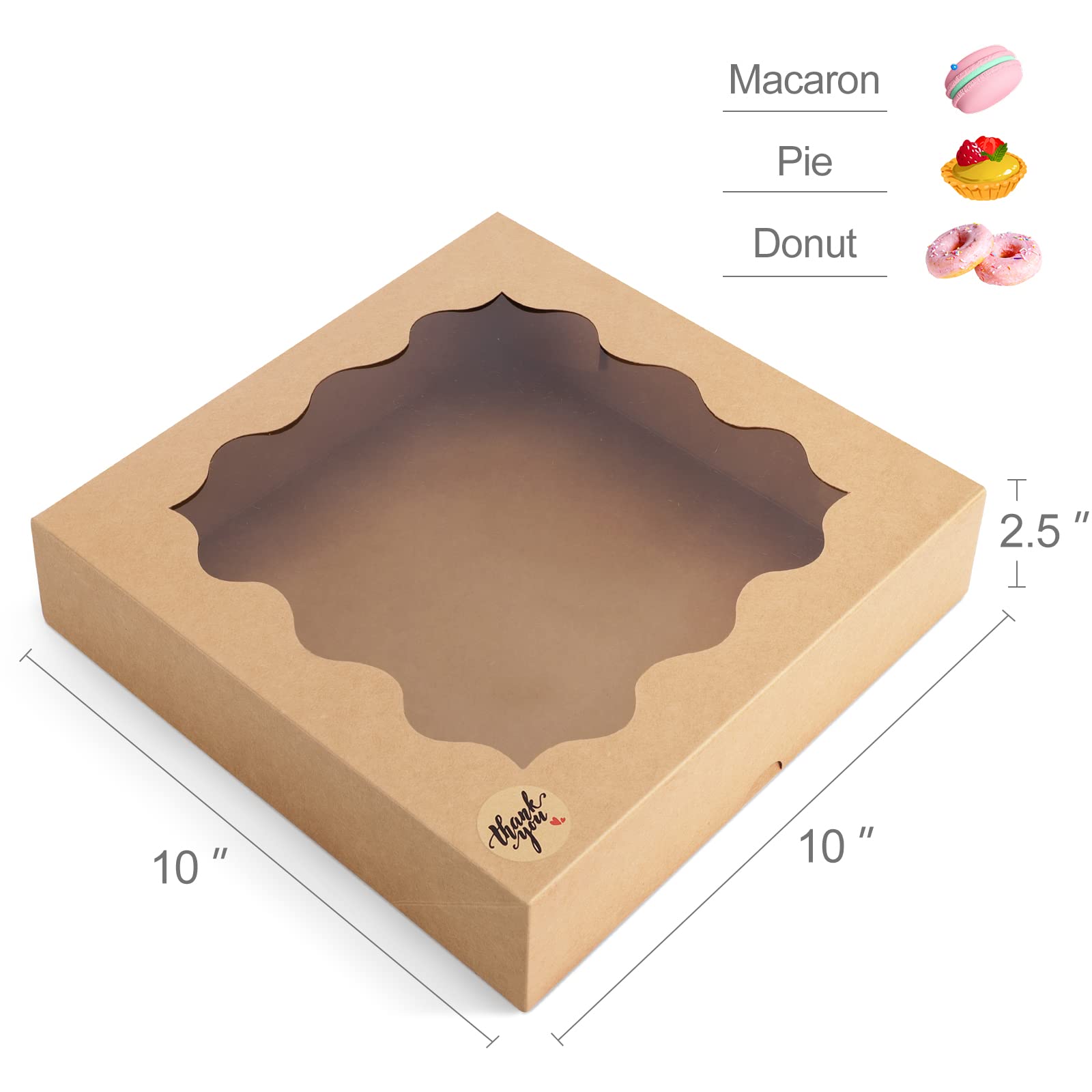 KCSD Lot De 24 Boîtes à Tarte Marron 25,4 X 25,4 X 6,3 Cm
