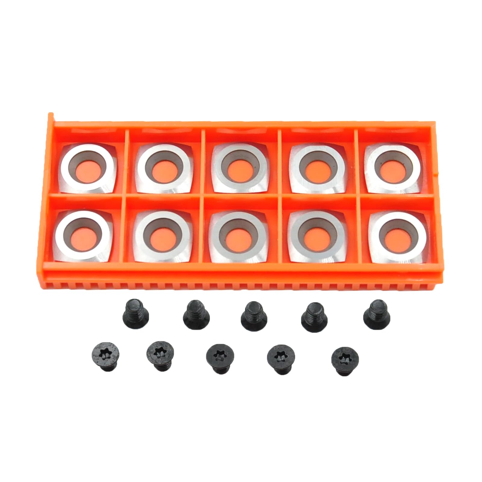 TANOMATE Negative Rake 15x15x2.5mm-R50 with Screws Carbide Replacement Inserts Cutter for Spiral/Helical Planer Cutter Head Lathe Woodturning Tools.