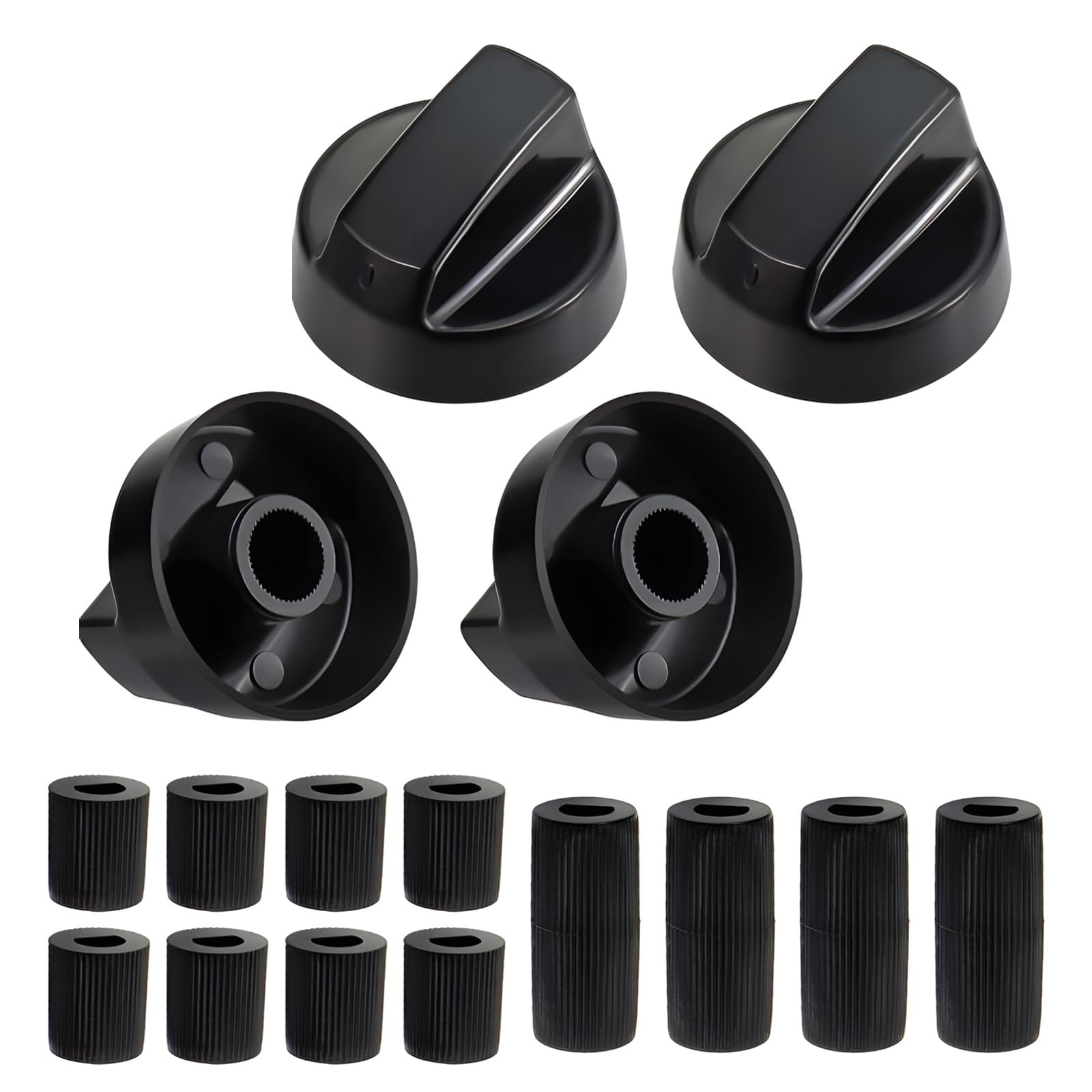 Innovess 4 Pack Universal Cooker Knobs Replacement with 12 Adapters Black Gas Hob Knobs Heat Resistant Oven Control Knobs for Cooker Stove Electric Oven Hob Knobs Replacement Kitchen Appliance