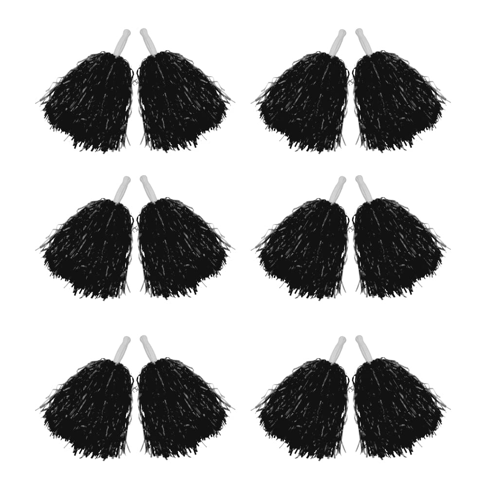 Hooshing12PCS/24PCS Pom Poms Cheerleading Sports Spirited Plastic Cheer Pompoms with Handles for Kids Adults Team Party Dance Cheering