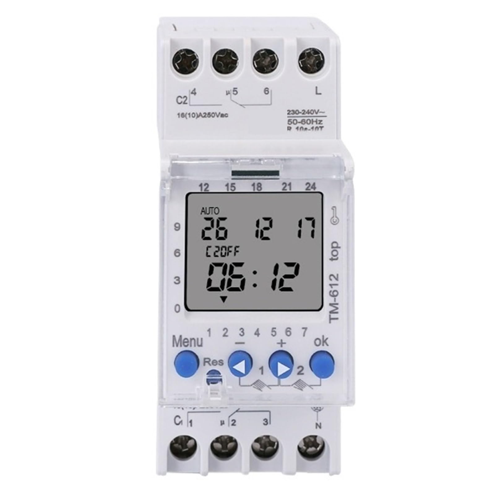 220VAC 7 Days 24hrs Week Programmable Digital Timer Switch DIN RAIL Controller 1 Cha nnel +Pulse / 2 Channels + Relay Output(1 Channel-TM611)