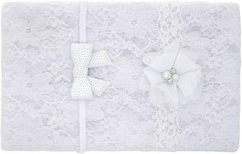 LDDCX Manta de encaje para bebé recién nacido y 2 diademas de cuentas. Accesorios de fotografía para bebé (T1) (blanco)