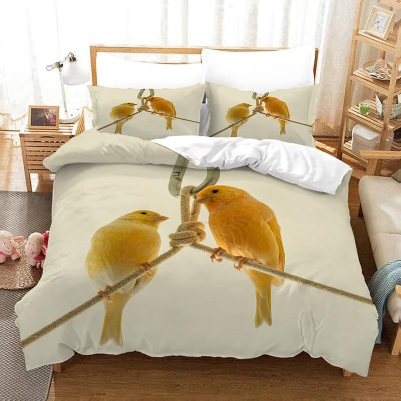 Housse de couette 140x200 oiseaux beiges pour une chambre douce et pleine de poésie
