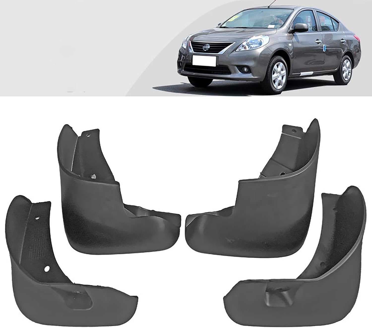 No-Drill Mudflaps for Nissan Sunny 2011-2014, Bolt-On Kit, Road Legal