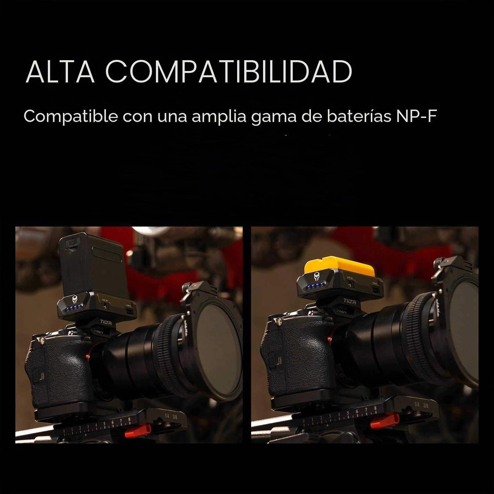 Tilta Placa de batería F970 V2 compatible con baterías NP-F Diseño antideslizante - Negro TA-BTP2-F970-B
