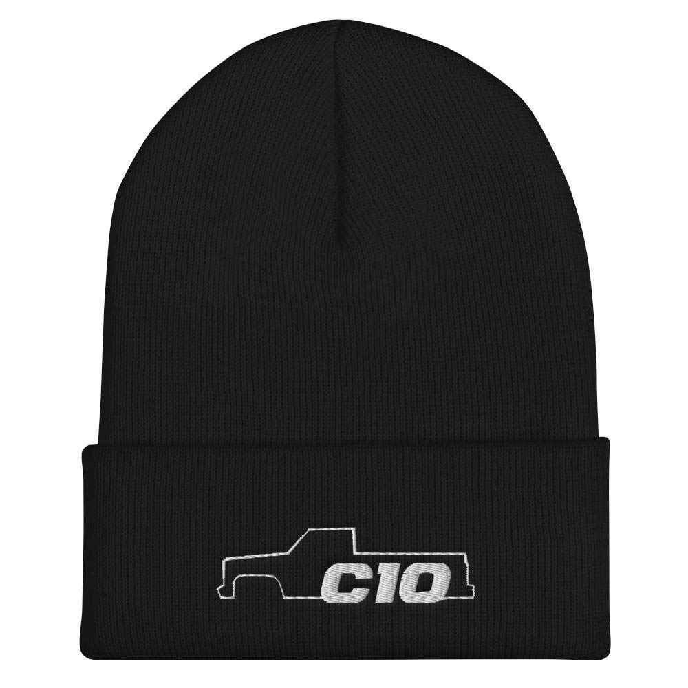 C10 Squarebody Square Body Winter Hat Cuffed Beanie Black, Black, One Size