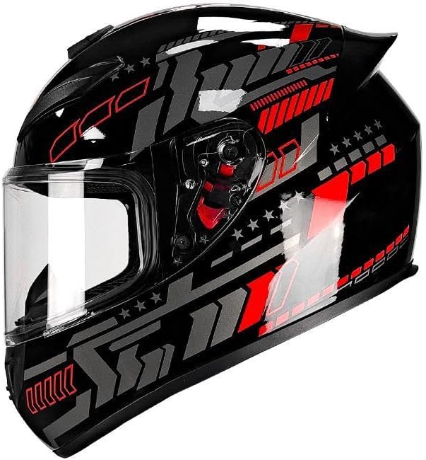 Casco de motocicleta de cara completa, casco mecánico rojo, aprobado por DOT, motocicleta, ciclomotor, bicicleta de calle, equitación, motocross,