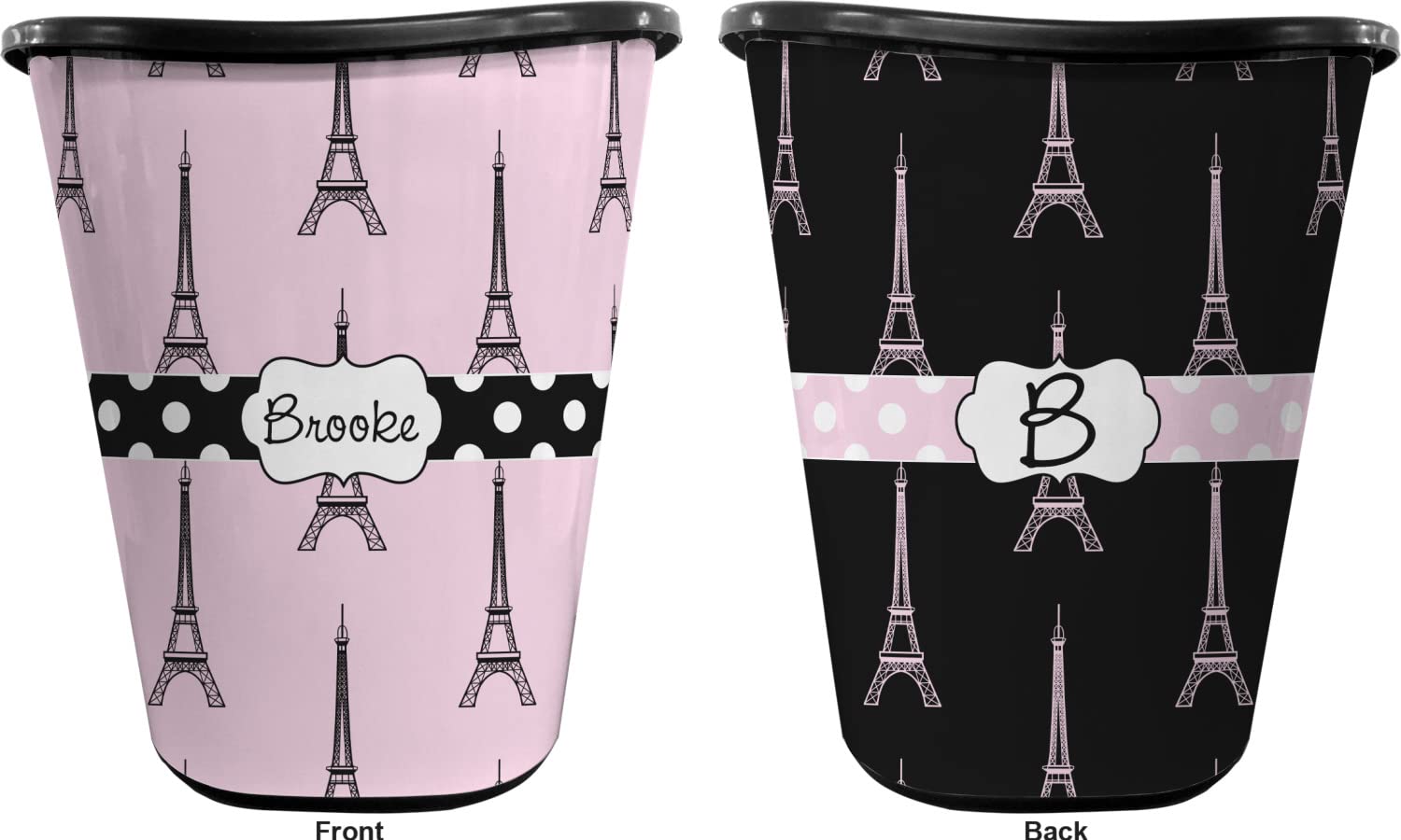 RNK Shops Personalized Eiffel Tower Waste Basket - Double Sided (Black)