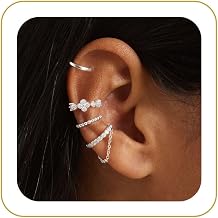 14K Gold Plated Ear Cuff Earrings for Women, Dainty Ear Cuffs Non Piercing Clip on Earrings Trendy Non pierced Cubic Zirconia Fake Hoop Earring Jewelry Sets for Women