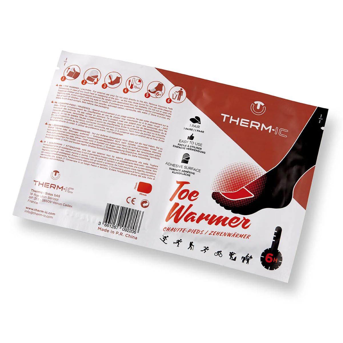 Therm-ic Warmer Toe 20PR - Compact Ultra-Thin Easy-to-Use Reversible Non-Sticky Single-Use Outdoor Cold Weather Foot Warmers, Box of 20