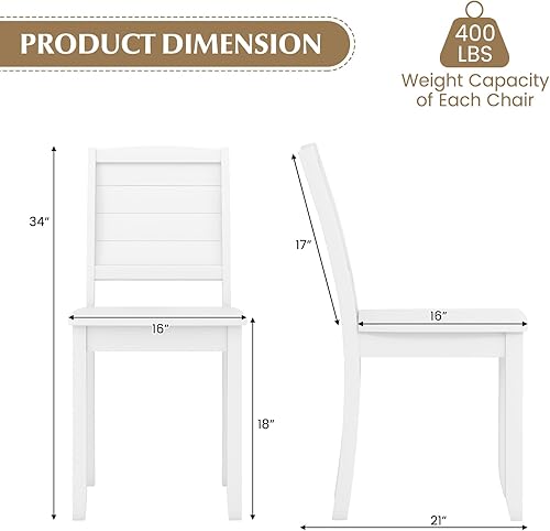 Miniatura 3 de Giantex Juego de 4 sillas de comedor de madera, sillas de cocina modernas con patas de madera de goma, respaldo curvo, sillas de comedor de granja,