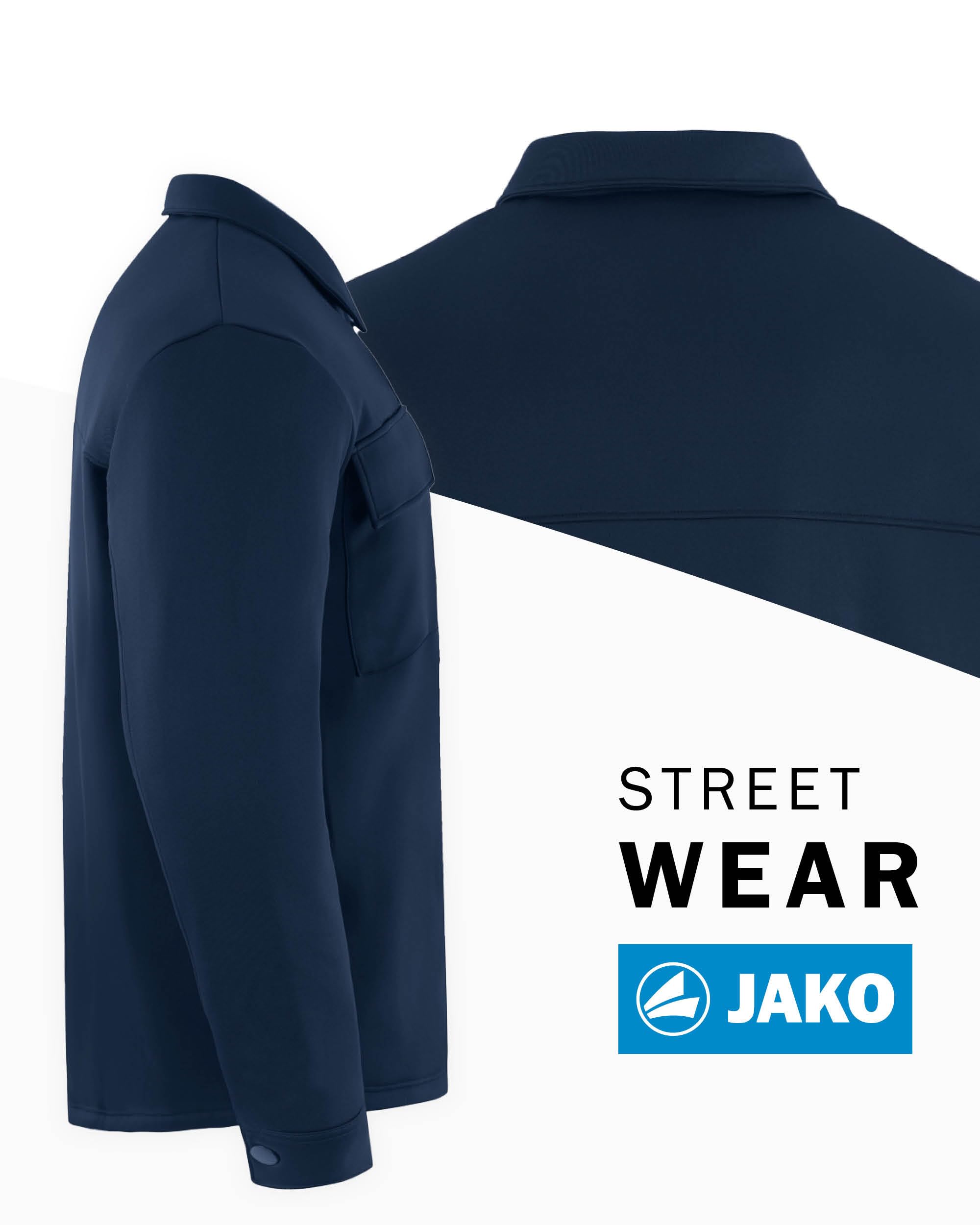 JAKO Hemdjacke Wardrobe – für einen lässigen Retro-Stil mit modernem Komfort, bestehend aus recyceltem Polyester