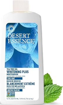 Desert Essence Mouthwash, Tea Tree Whitening Mint, 16 Fluid Ounce