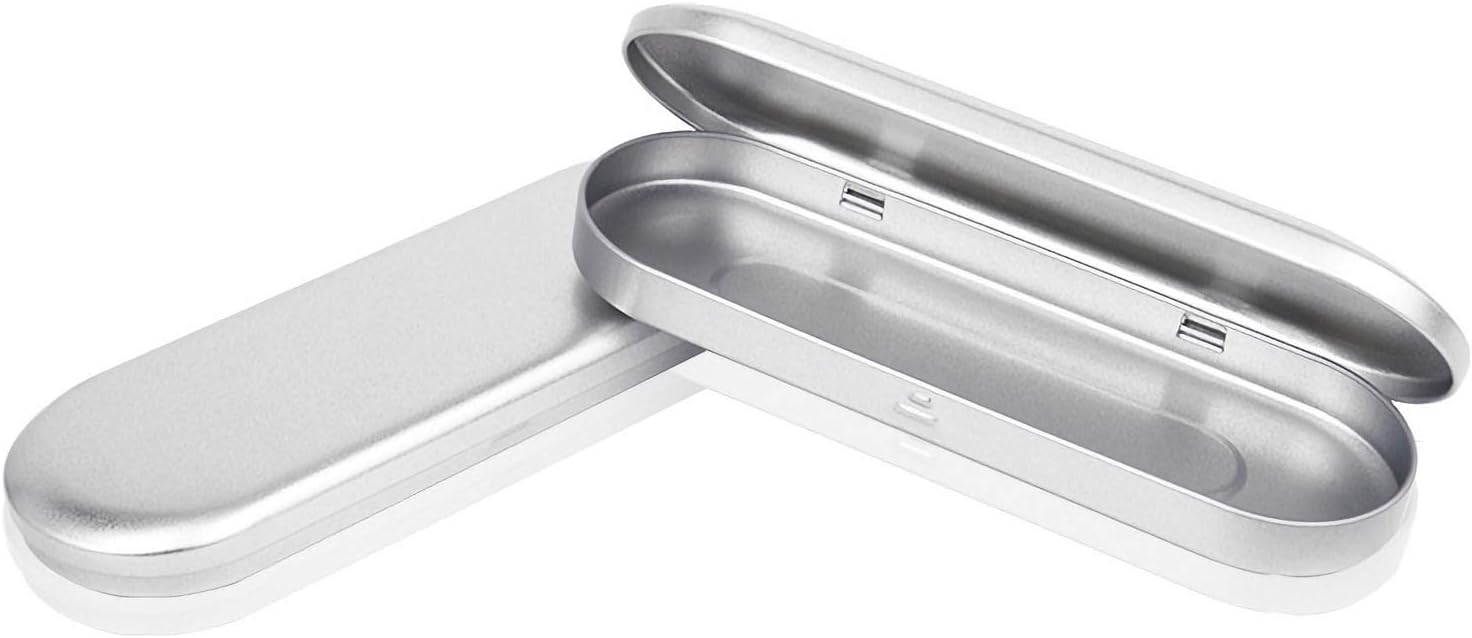 2 Pieces Mini Storage Box with Hinged Lid & Snap Closure Silver, Tin, Eco-Friendly, Mini Pencil Box.Empty Hinged Tin Box Containers,Use As Pencil, Makeup, Jewelry, Gift, Candy, Favor or Birthday