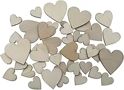 Cortadores de madeira natural para decoração de patchwork DIY (100 peças, marrom, formato de coração de amor), Heart shape, 1