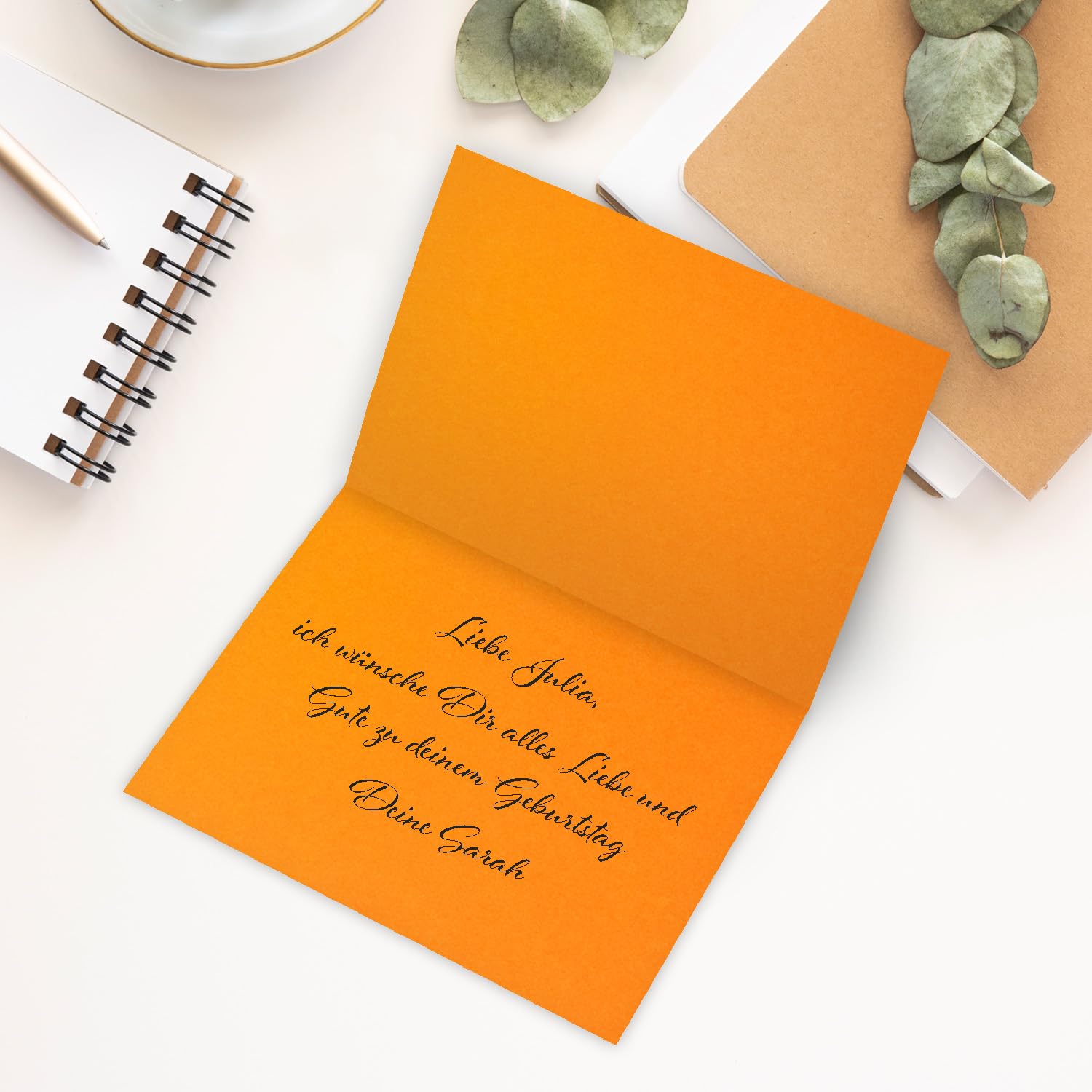 150x tarjetas plegables B6 - color: naranja - 11,5 x 17 cm (abiertas: 23 x 17 cm) - muy resistentes - tarjetas artesanales para invitaciones y tarjetas de felicitación