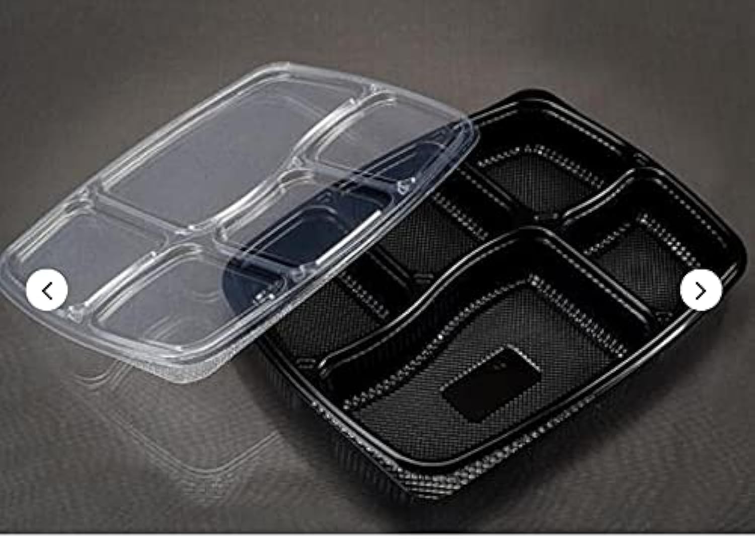 Adaamya Meal Tray with lid Set of 25 Microwave Safe 5 Compartment Plates for Dinner, Lunch,Unbreakable Made of 100% BPA Free Food Grade Virgin Plastic, Black
