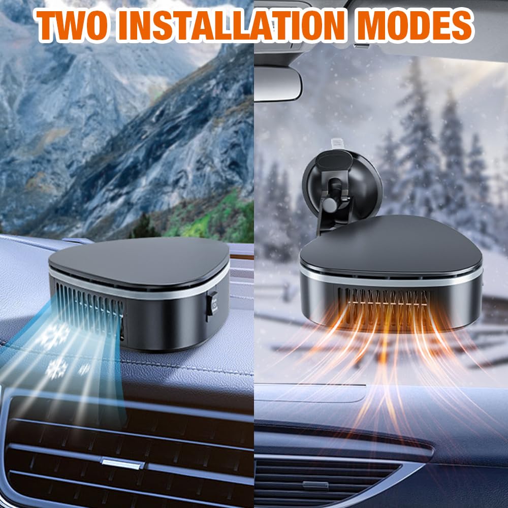 Calentador de Coche 12 V 120 W, Calefactor Coche，2 en 1 de Frío/Calo Calentador Portátil para Coche 360 Grados de rotación con Calentamiento Rápido con Encendedor de Cigarrillos