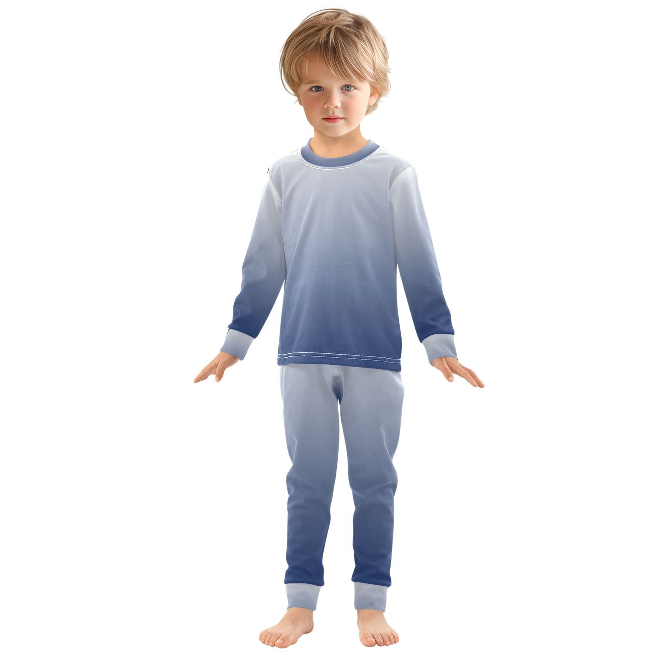 Gradient Navy Long Sleeve Pajamas Set Sleepwear Jammies 2pcs Set Pjs Gradient Navy
