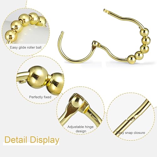 Miniatura 2 de Anillos de cortina de ducha, ganchos para cortina de ducha a presión, anillos de ducha antideslizantes para cortina, anillos de cortina de ducha