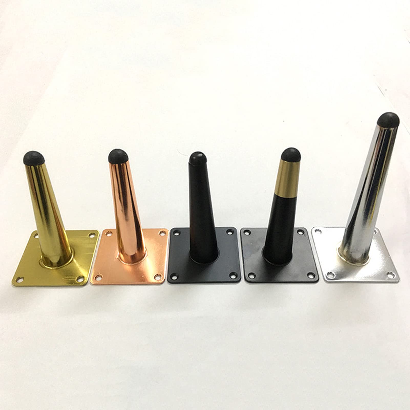 Zestaw 4 srebrnych metalowych nóżek do sofy, 20 cm, ukośne stożkowe nóżki meblowe, idealne do samodzielnego wykonania, zamiennik kanapy, łóżka, krzesła, szafki, podpórki - trwałe i stylowe