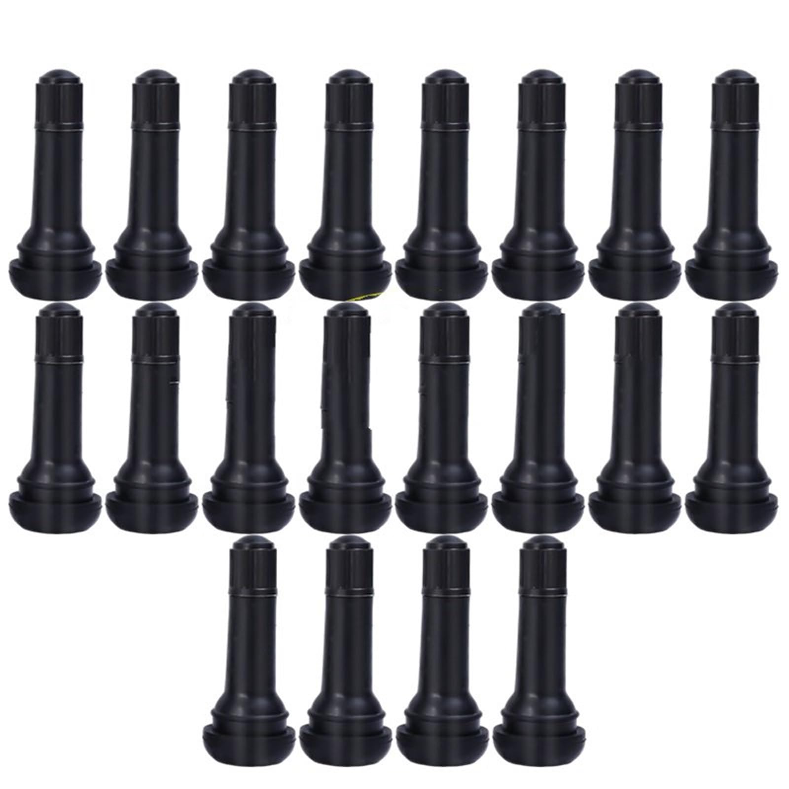 Cappucci delle valvole TR414 Steli delle valvole dei pneumatici ruote per auto tubeless con cappucci antipolvere Cappucci in gomma neri Valvole in per(20pcs black)