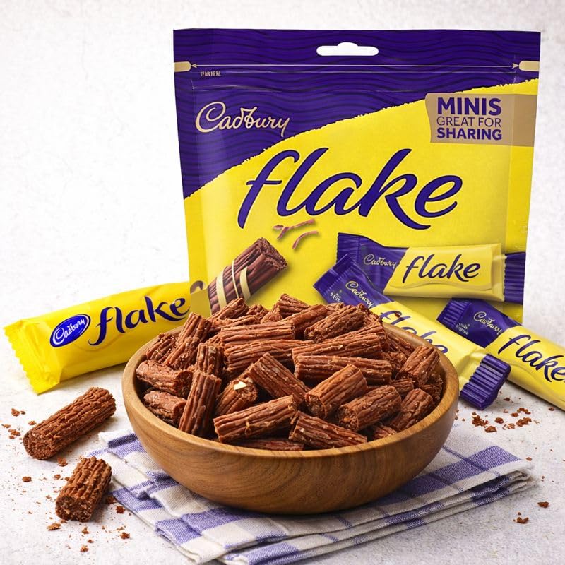 Image of Cadbury Flake Minis Chocolate Pouch 145g By COUGAR | Smooth & Crumbly Milk Chocolate Fingers | Bite-Sized Mini Bars | Great for Sharing, Gifting & Snacking | Perfect for Parties, Desserts & Everyday Treats | FREE 2 Prestige Waffi Pistachio Wafer Bars - (Imported)