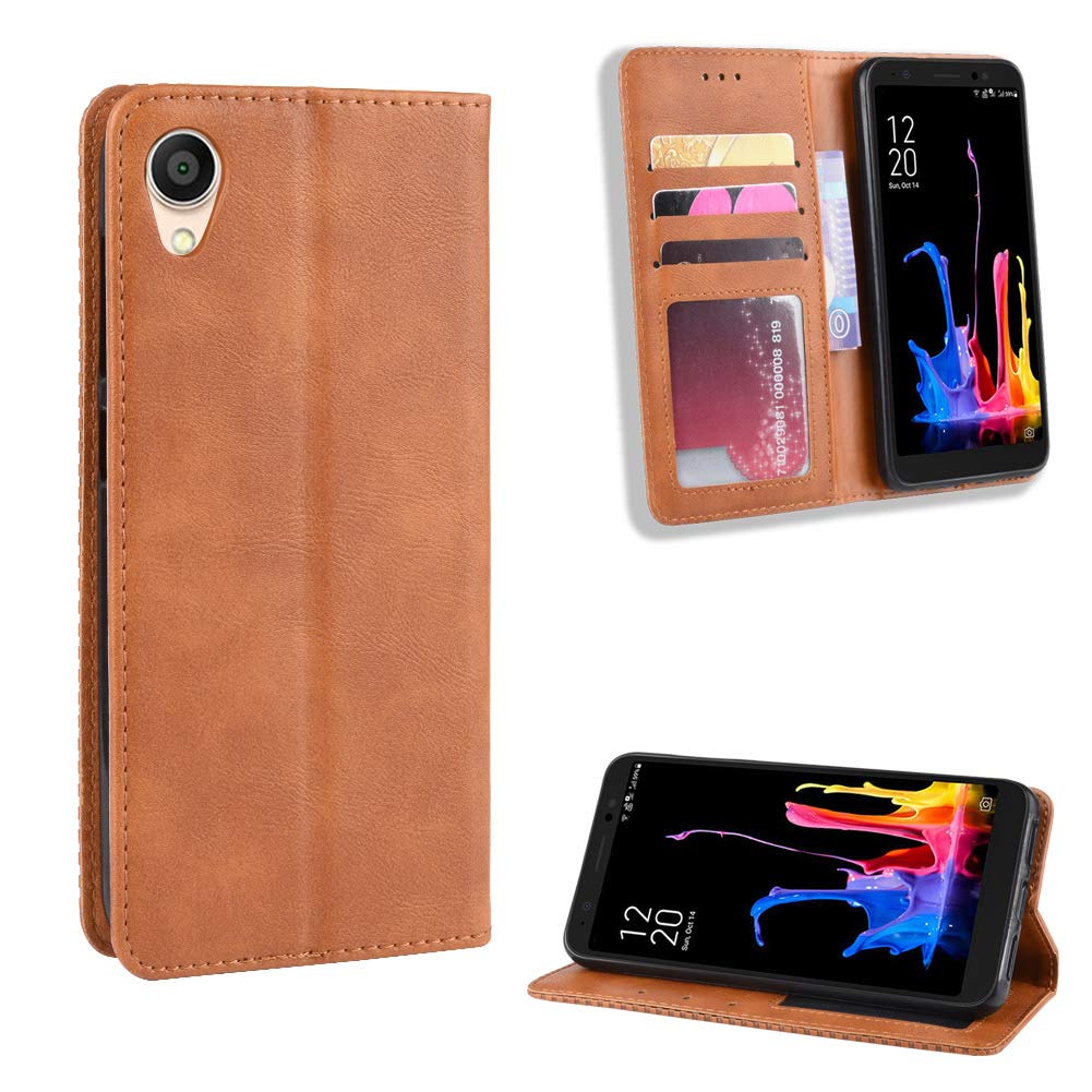 Cover Compatible with Asus ZenFone Live L1 ZA550KL G552KL Case PU Leather Flip Kickstand Wallet Card Slot Magnetic Closure Brown