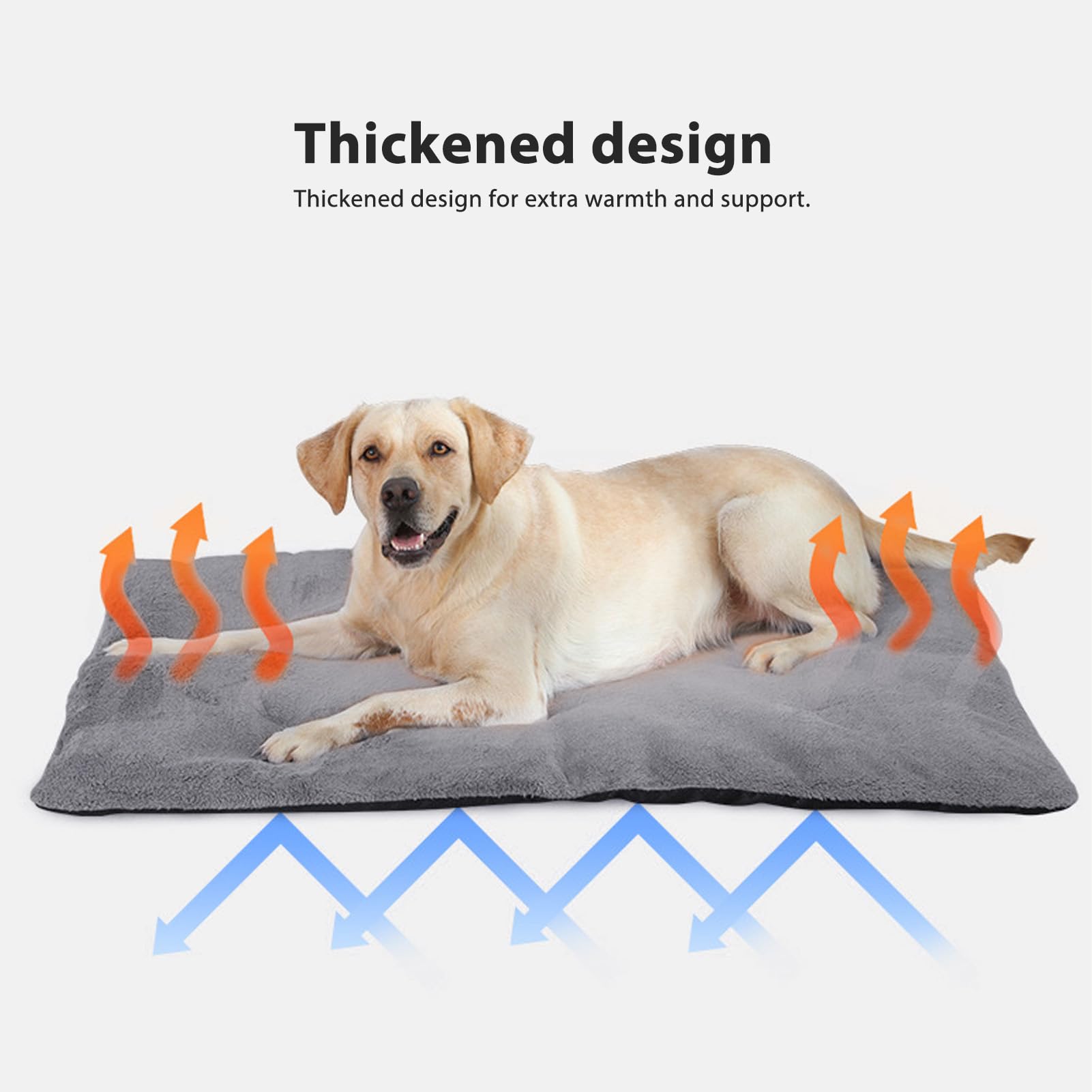 Jenngaoo Selbstheizende Wärmedecke für Hunde Katzen, Weiche Hautfreundliche Tierheizmatte, Tragbare Waschbare Wärmematte für Innen und Außen (Silver Gray XL)