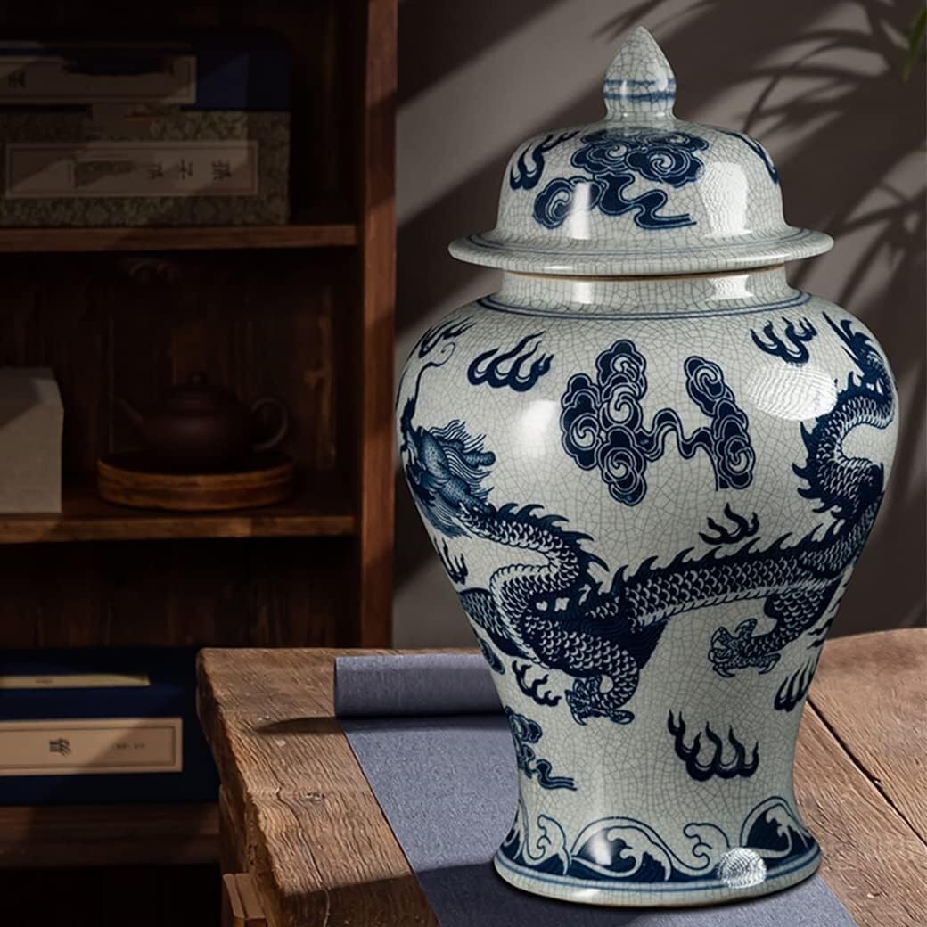 水指，水差し，茶道具，中国，インテリア，ドラゴン装飾 蓋付き陶器容器 水指，水差し，茶道具，中国，インテリア，ドラゴン装飾 蓋付き陶器