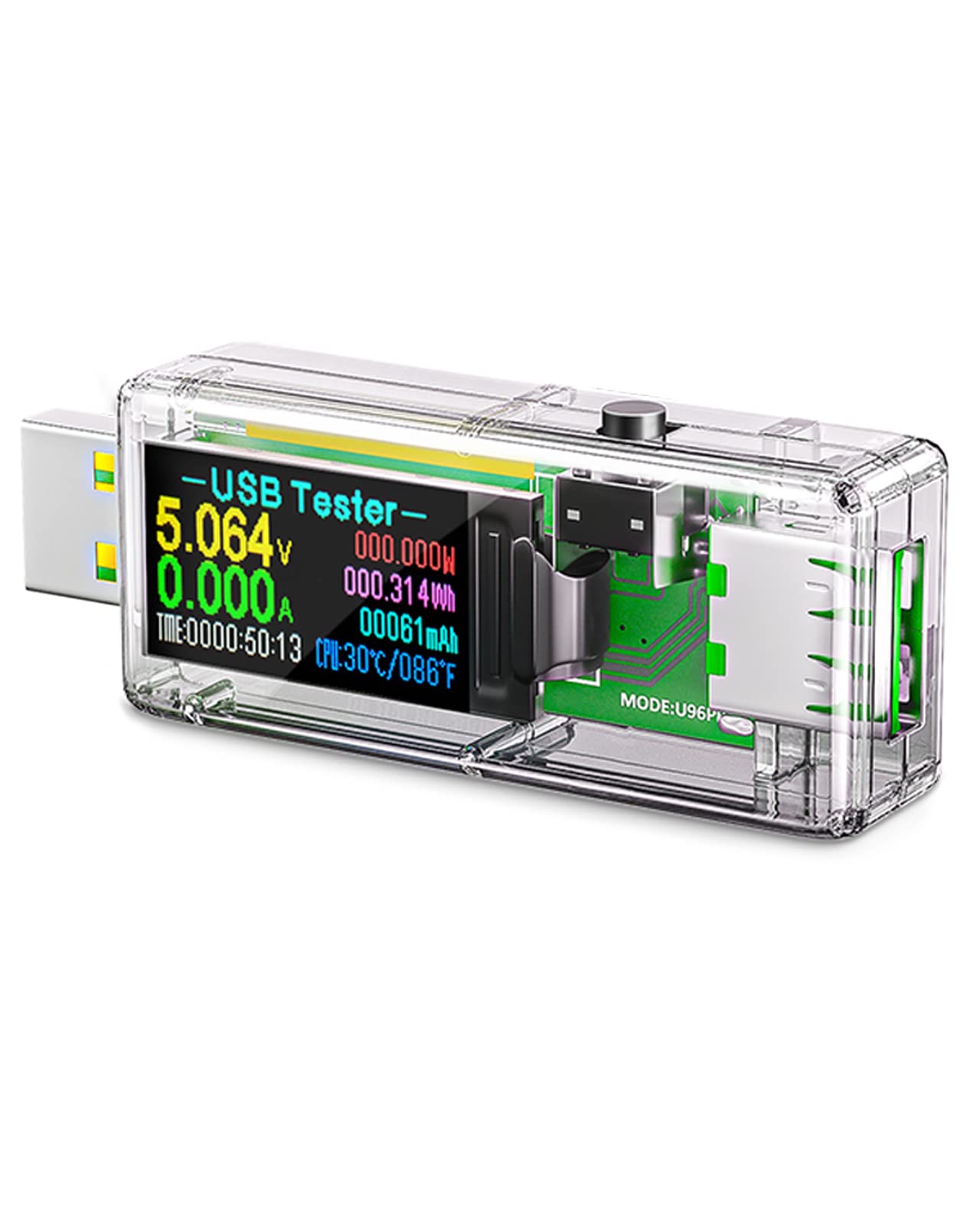eversame USB-3.0-Tester, IPS-Farbdisplay, digitales Multimeter, Voltmeter, Strom- und Spannungsmonitor, DC 5,1 A/30 V/150 W Leistungsmessgerät, Testgeschwindigkeit von Ladegeräten, Kabeln, Kapazität