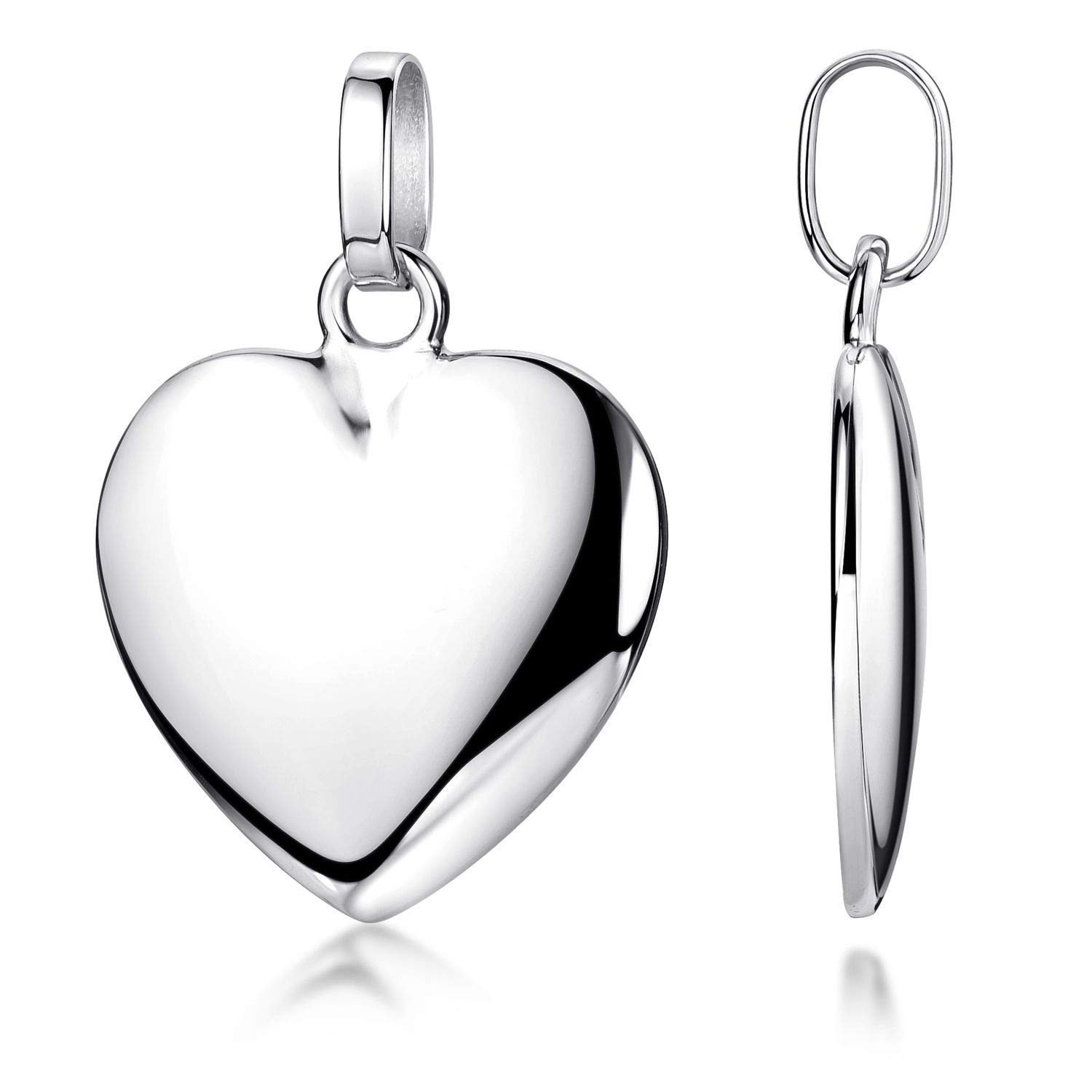 Herz Anhänger Silber 925 Damen wahlweise mit Kette KA-272-Silber | Herzanhänger 12x19mm aus rhodiniertem 925 Sterling Silber wahlweise mit Halskette in 40-50cm von MATERIA by Matthias Wagner